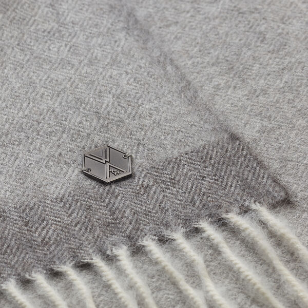 MERIMA pledd, grey / ochre, WEICH Couture Alpaca