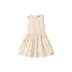 Dress Thelma, ivory embroidery flowers, Wheat