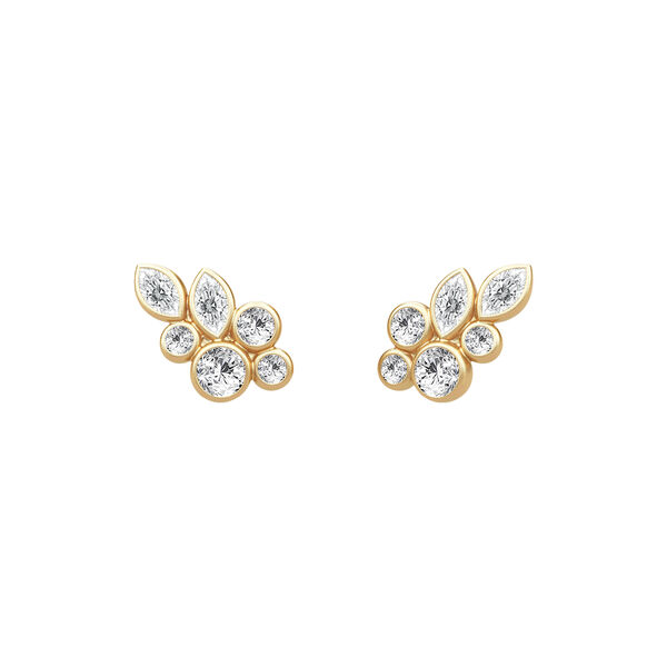 White Wisteria Earstud, gold/clear, Julie Sandlau