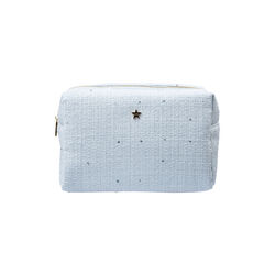 Tweed Make-Up Pouch Large, cool baby blue, DARK department