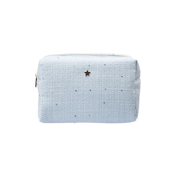 Tweed Make-Up Pouch Large, cool baby blue, DARK department