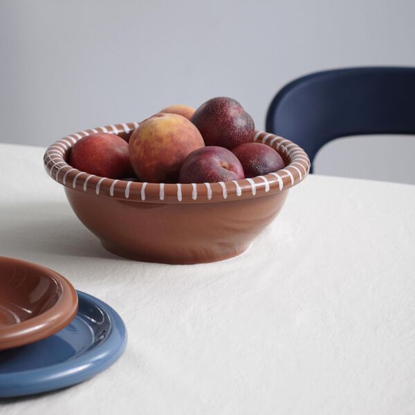 Barro Salad skål L, natural with stripes, HAY