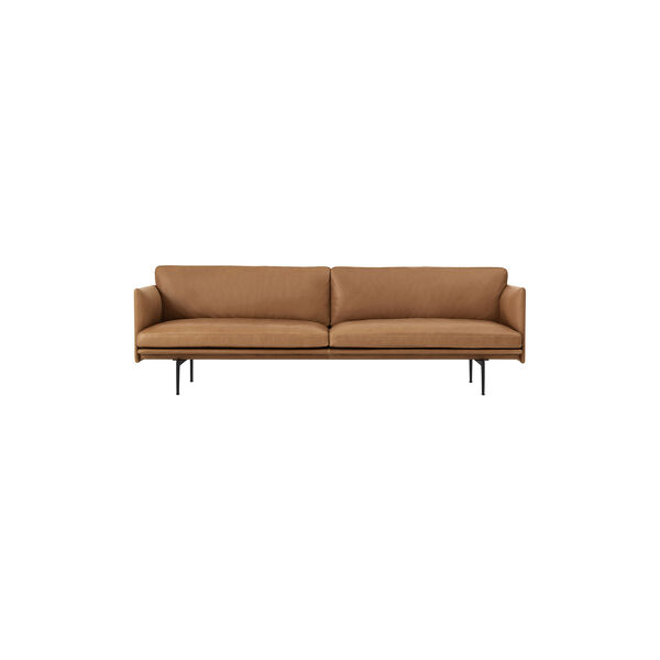 Outline Sofa 3-seter, refine skinn cognac/svart Outline Sofa 3-seter, refine skinn cognac/svart, Muuto