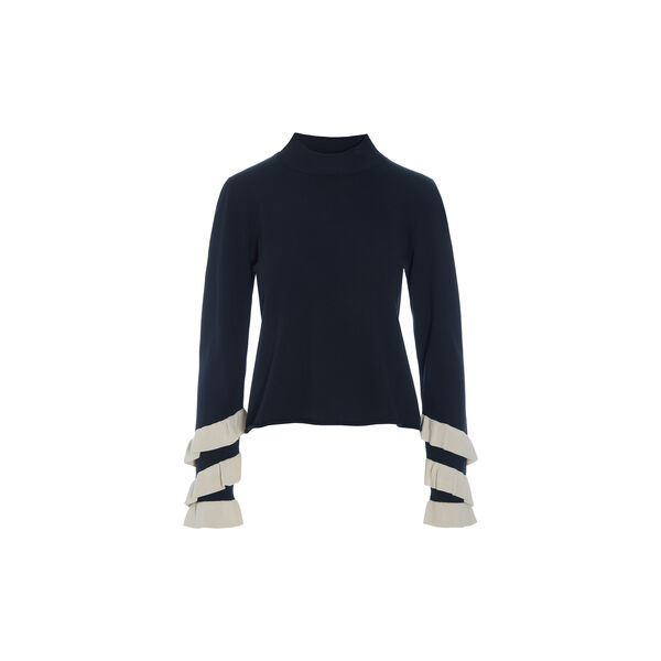 Saku flounce blouse, black/ivory twist, BITTE KAI RAND