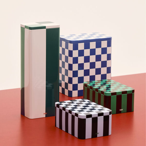 Tin beholder, green/off-white, HAY