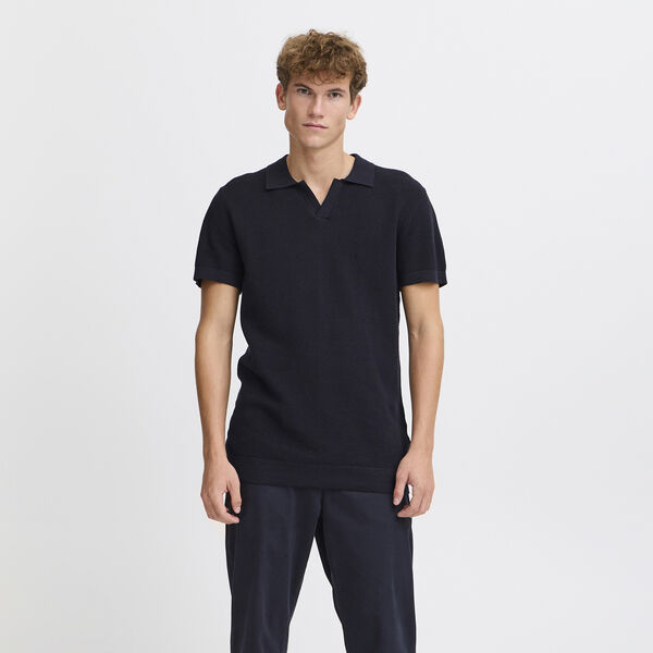 CFMATEO SS Structured Polo Knit, dark navy, Casual Friday