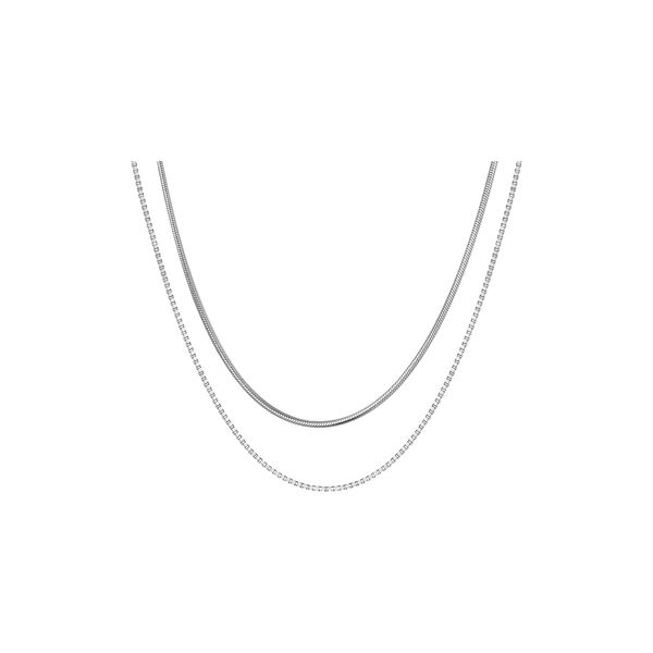 Nova Double Mix Necklace, silver, Nila Noor