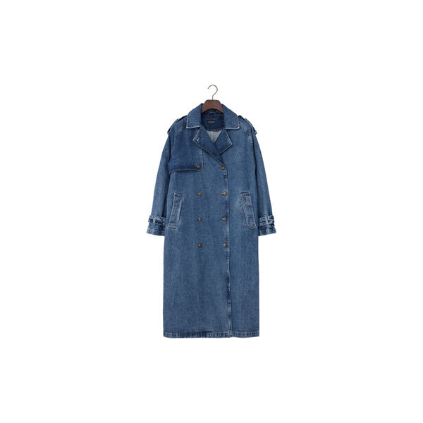 Angelina trenchcoat i denim, mellomblå denim, Lexington