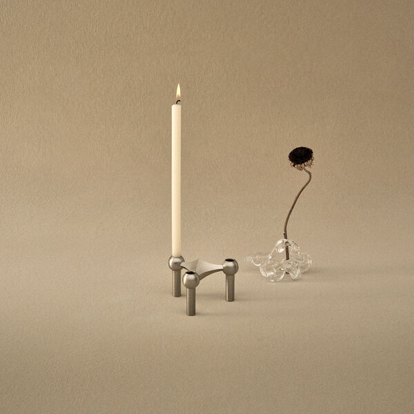 STOFF Nagel lysestake, b&oslash;rstet krom, STOFF Nagel