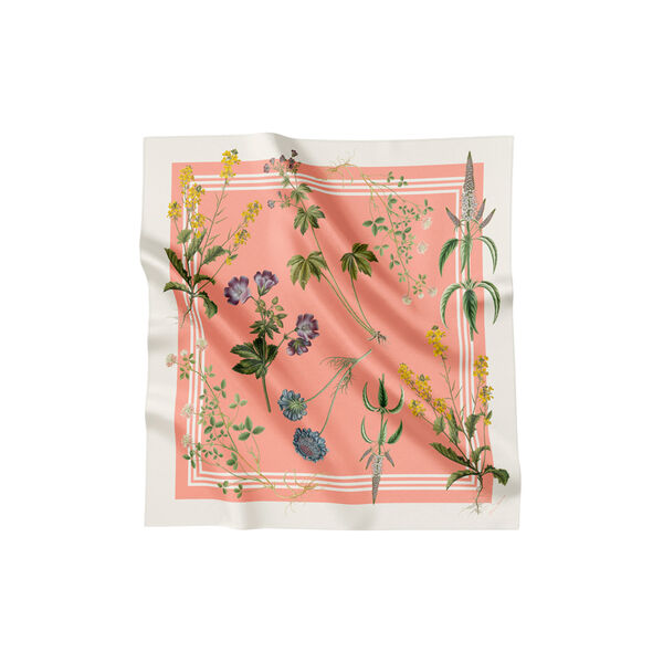 Coral Flora silkeskjerf, korallrød, Flora Danica Denmark