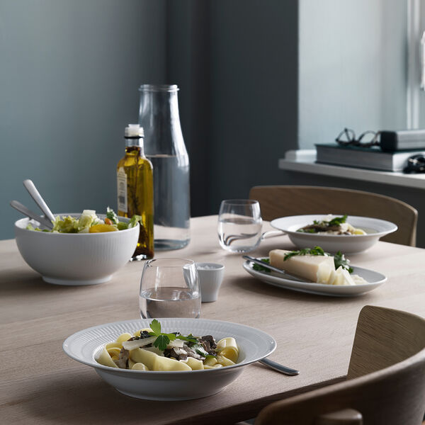 Hvit Riflet asiett 23,5 cm, Royal Copenhagen