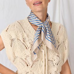GRAPHIC&nbsp;STRIPES Skjerf, creme/bl&aring;, Bella Ballou