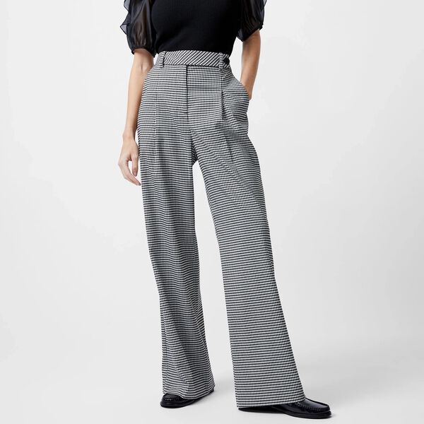 HOLDEN HOUNDSTOOTH TROUSER,  black/ecru, French Connection