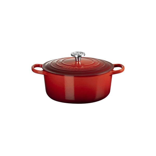 Signature st&oslash;pejern rund gryte | 26 cm | Cerise, Le Creuset