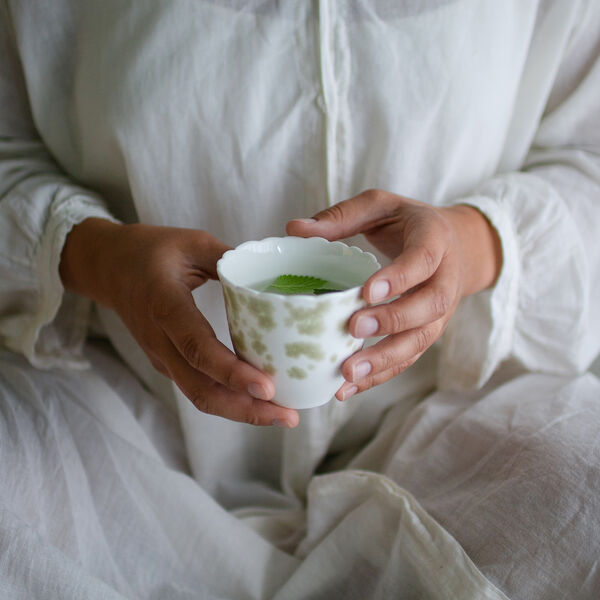 Sl&aring;peblom gr&oslash;nn kopp uten hank 2-pakk, white/green, Wik & Wals&oslash;e