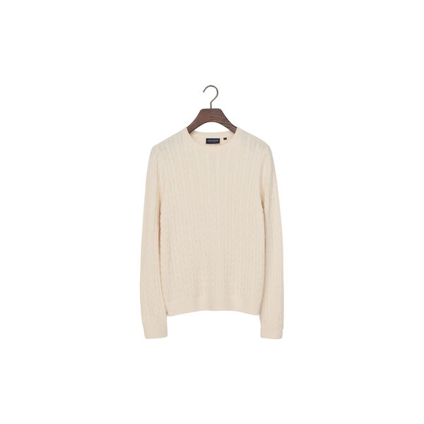 Lydia kabelstrikket genser i merinoullblanding, offwhite, Lexington