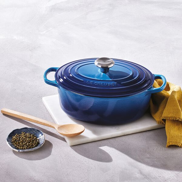 Signature st&oslash;pejern oval gryte &Oslash; 31 cm, azure, Le Creuset