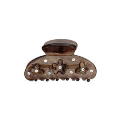 Flower/Butterfly H&aring;rklemme Small, chocolate brown w/crystal, DARK department