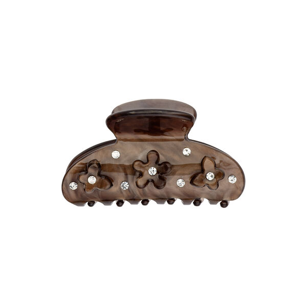 Flower/Butterfly H&aring;rklemme Small, chocolate brown w/crystal, DARK department