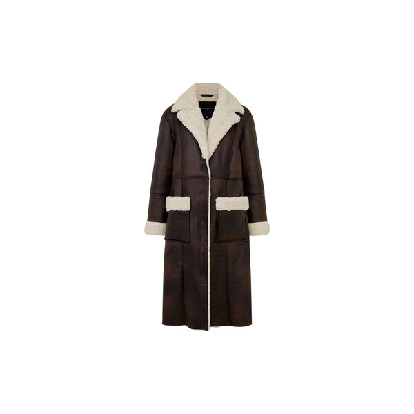 Arizona Faux Shearling Coat, chocolate, French Connection