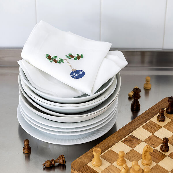 Juleserviett med julehjerte, hvit, Langkilde & Søn