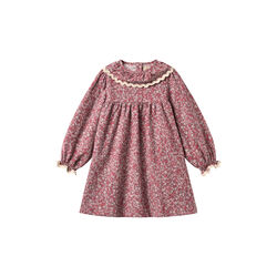 Dress L/S Collar Elvira, 9773 grape flowers, Wheat