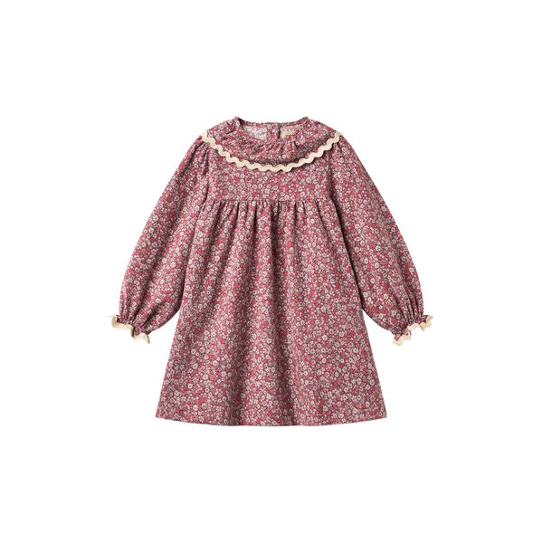 Dress L/S Collar Elvira, 9773 grape flowers, Wheat