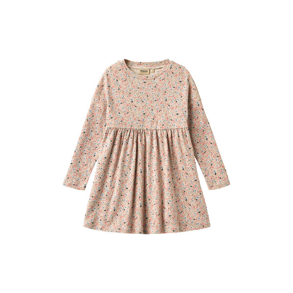 Jersey dress L/S Emmy, 9764 grey cloud flowers, Wheat