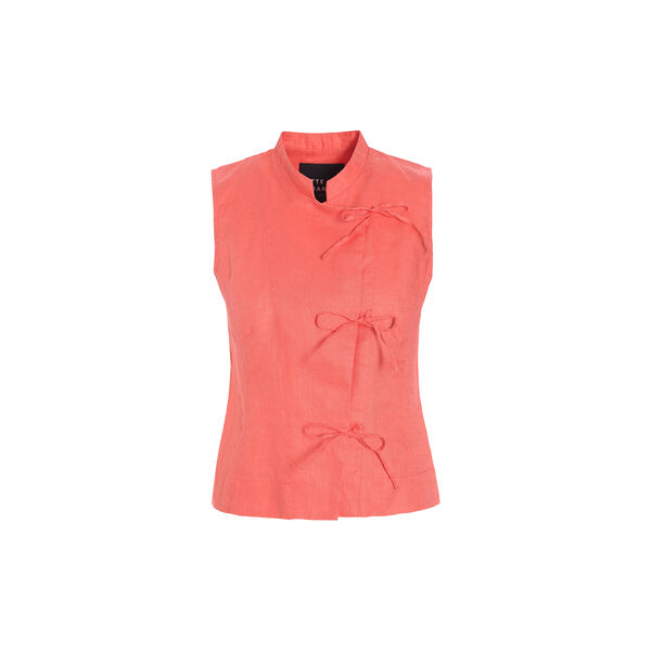 Airy linen sleeveless blouse, cool coral, BITTE KAI RAND