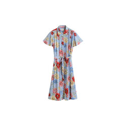 FLORAL PRINT PLEATED SHIRT DRESS, light blue, Gant