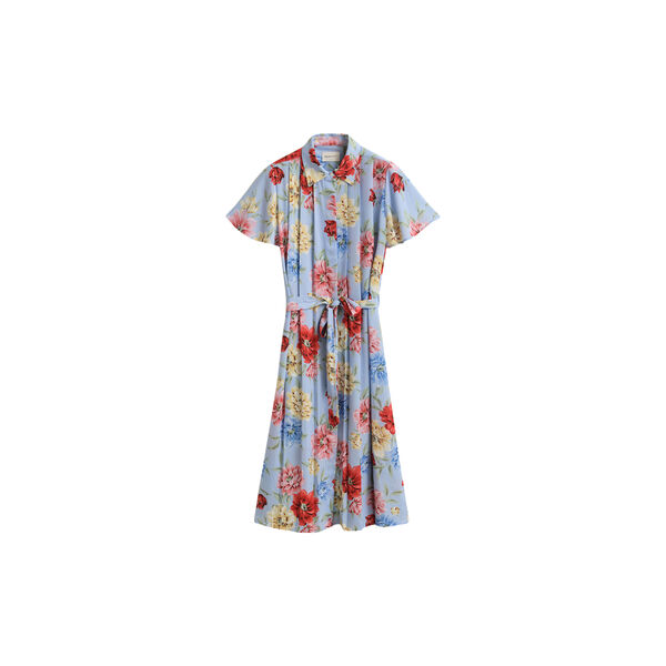 FLORAL PRINT PLEATED SHIRT DRESS, light blue, Gant