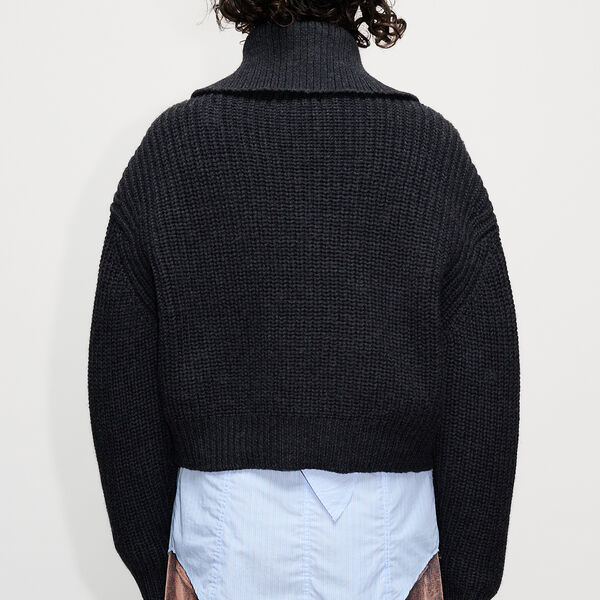 Yummy cardigan, black melange wool, HOPE