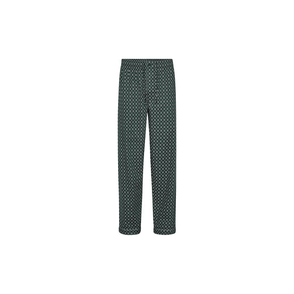 Megeve pyjamas, racing green off white print/grey piping, Ambassador 1867