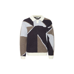 CFBIRK Geometric Knit with Polo Collar, roasted cashew, Casual Friday
