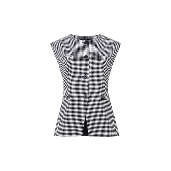 HOLDEN HOUNDSTOOTH WAISTCOAT,  black/ecru HOLDEN HOUNDSTOOTH WAISTCOAT,  black/ecru, French Connection
