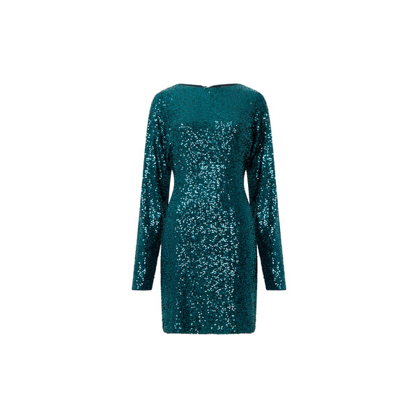 ELENA SEQUIN BOW BACK KJOLE, forest, French Connection