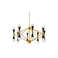 Caracas lysekrone - 16 lys, svart/messing Caracas lysekrone - 16 lys, svart/messing, Jonathan Adler
