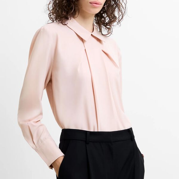 MILA GEORGETTE PLEAT POPOVER SHIRT, powder pink, French Connection