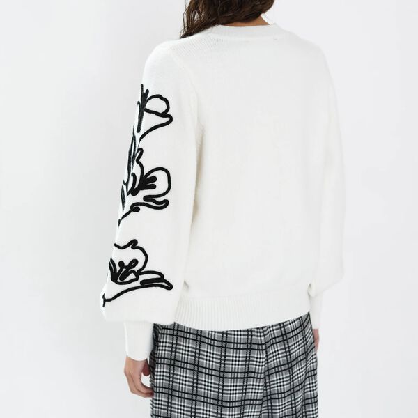 Patrice Floral Sleeve Jumper, summer white/black, French Connection