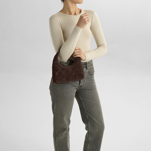 HaymaMBG Handbag Sue. Weave, dark brown, Markberg