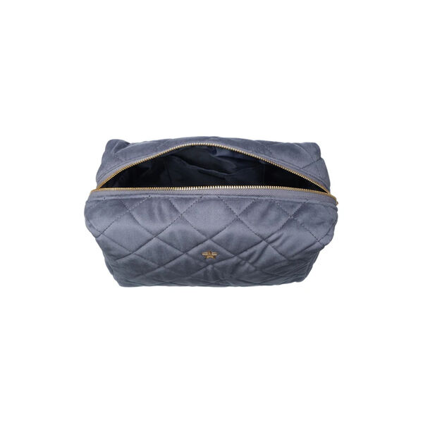 Velvet Square Quilted Make-Up Pouch Large, grisalle blue, DARK department
