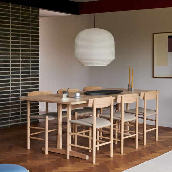 J39 Mogensen stol med polstret sete, lys oljet eik/natural canvas, Fredericia Furniture