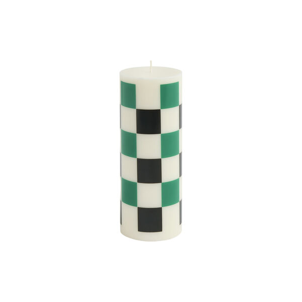Column stearinlys, off-white, green/black check, HAY