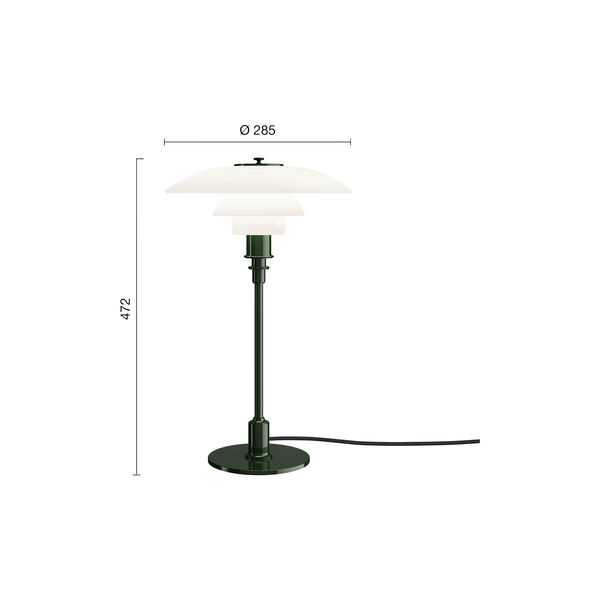 PH 3/2 Bordlampe, glossy deep green, Louis Poulsen
