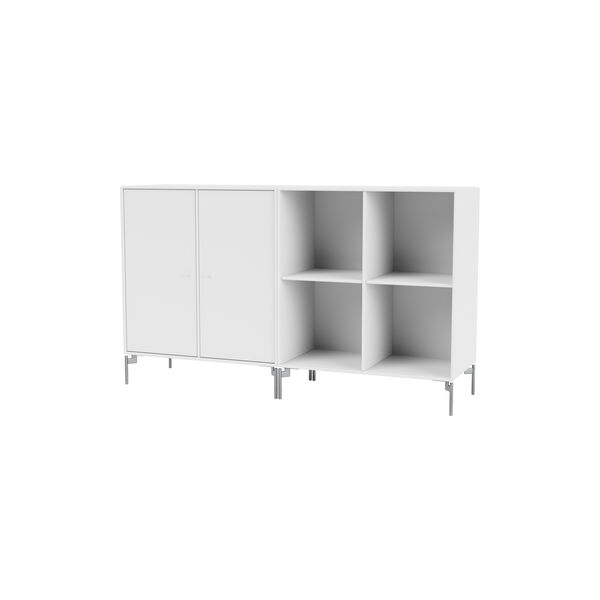 PAIR Classic bred skjenk med ben i krom, 38 snow, Montana Furniture