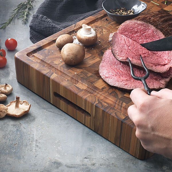 BUTCHER BLOCK skjærebrett med saftspor ekstra tykt, TeakHaus