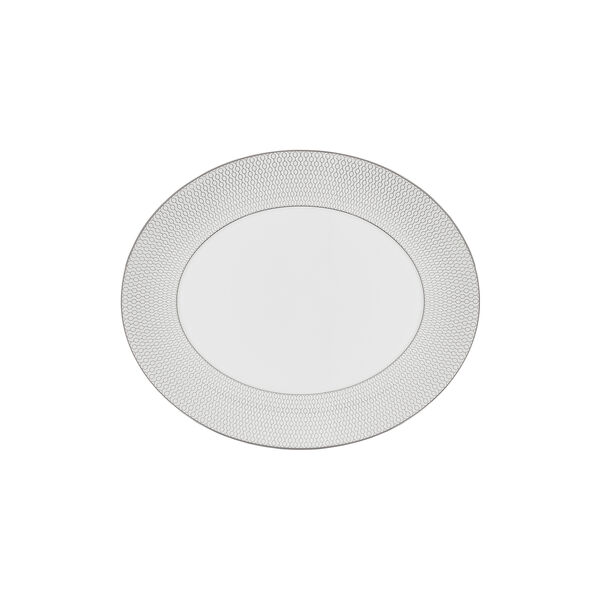 Gio Platinum ovalt serveringsfat, hvit/sølv, Wedgwood
