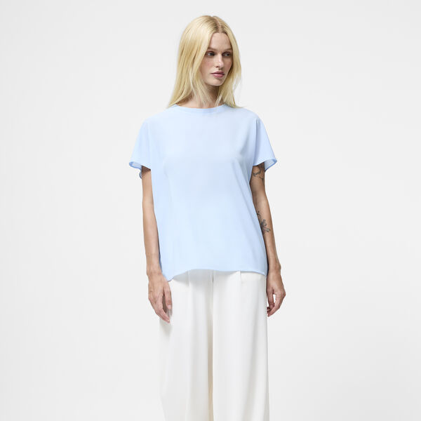 CREPE LIGHT CREW NECK TOP, arctic blue, French Connection