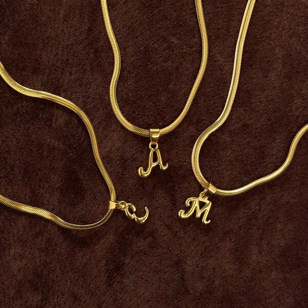 Bone Letter Necklace M, gull, WHO IS SHE