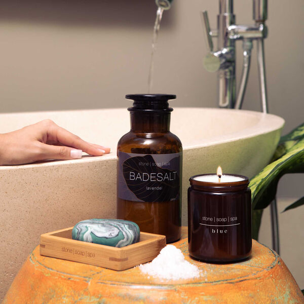 Duftlys, blue, Stone Soap Spa